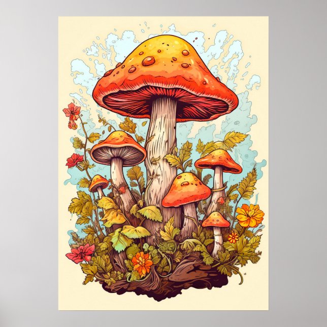 Kreativ Colorful Mushroom Collage Poster (Framsidan)