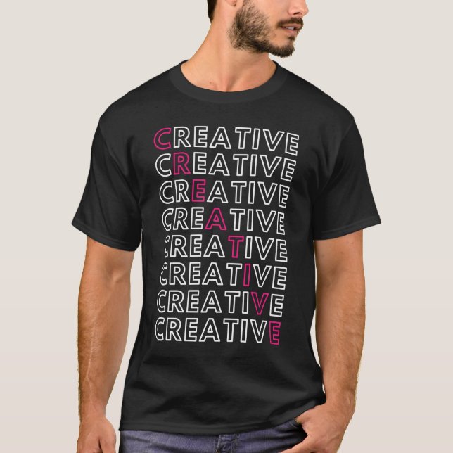 Kreativ Crossword Box med Rosa och vit Brev T Shirt (Framsida)