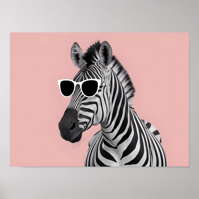 Kreativ Djurskydd: Zebra med solglasögon Poster (Framsidan)