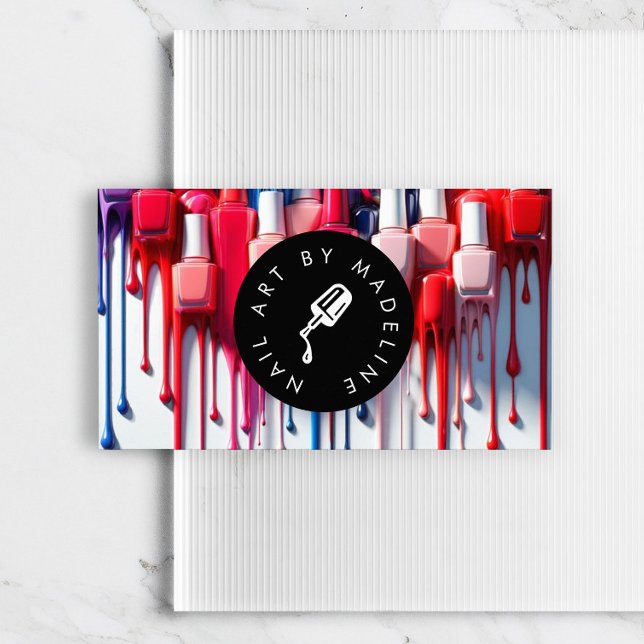 Kreativ Drickar polsk Logotyp Nail Artist Salon Visitkort (Skapare uppladdad)