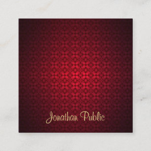 Kreativ Elegant Red Damask Calligraphy Script Fyrkantigt Visitkort