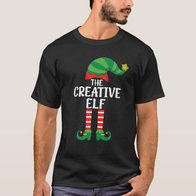 Kreativ Elf Matching Family Group jul Party T Shirt (Framsida)