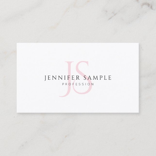 Kreativ Enkel Mall Rosa Monogram Modern Chic Visitkort (Framsida)