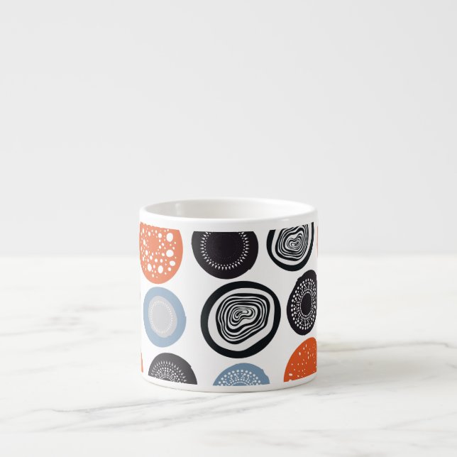 Kreativ, färglös geometrisk cirkel mönster. espressomugg (Framsidan)