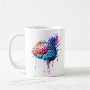 Kreativ Färgrik Hjärna Stänk Konstverk Kaffemugg
