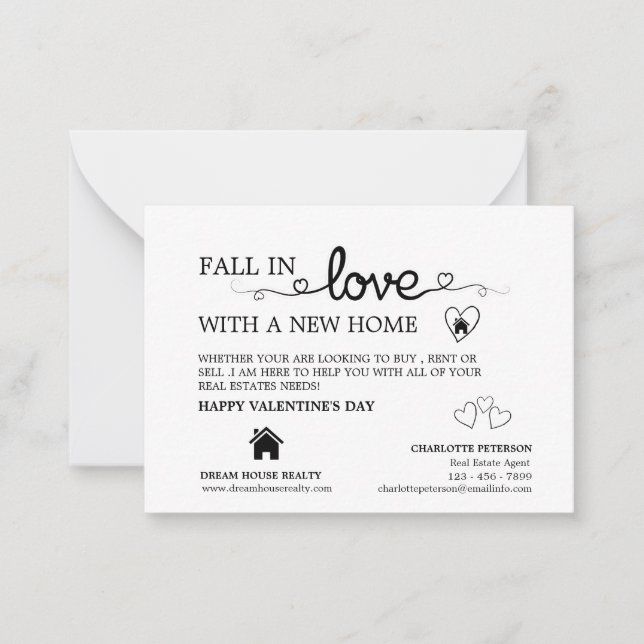 Kreativ Fastighetsmäklare Kampanj Alla hjärtans da Anteckningskort (Framsida)