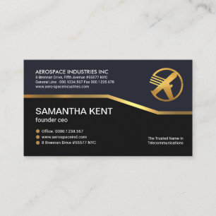 Kreativ Faux Guld Line Simple Blue Black CEO Visitkort