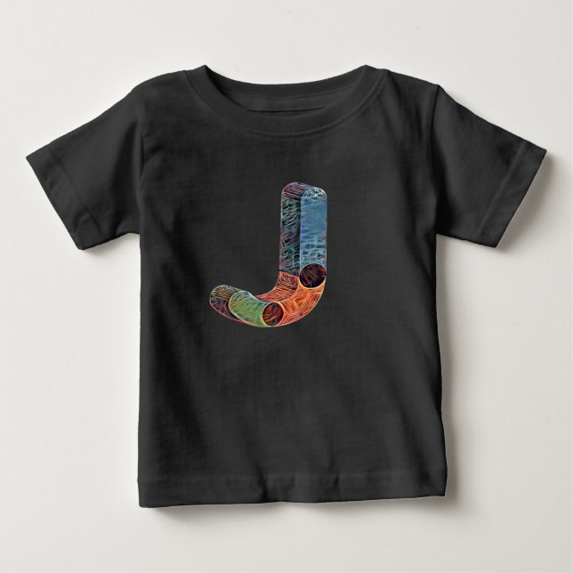 Kreativ fet Brev J Initial Monogram T Shirt (Framsida)