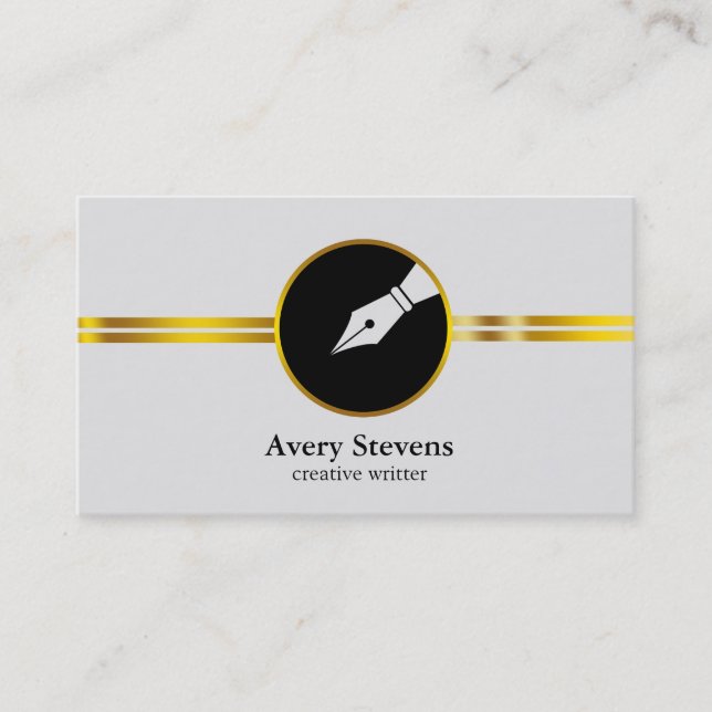 Kreativ Freelance Writer Calligraphy Nib-Logotyp Visitkort (Framsida)