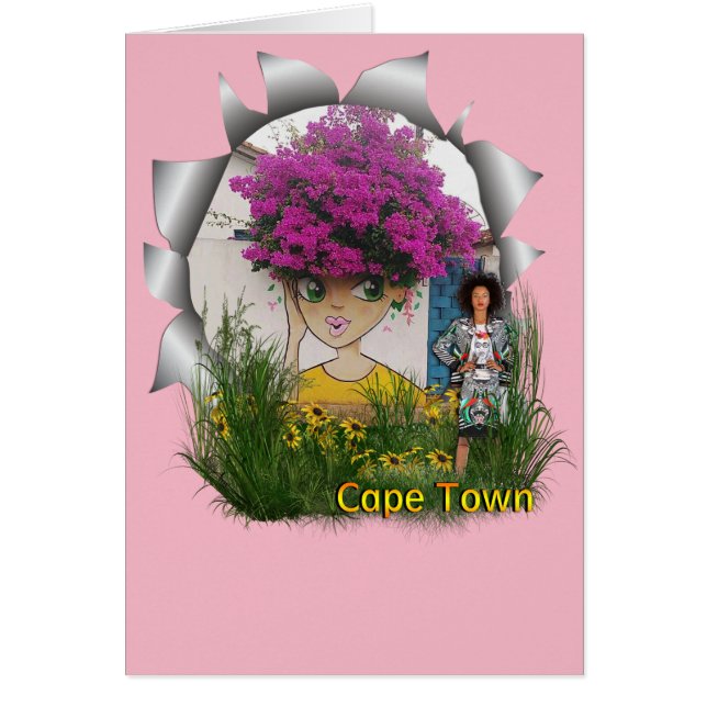 Kreativ gata konst i Kapstaden Hälsningskort (Framsidan)