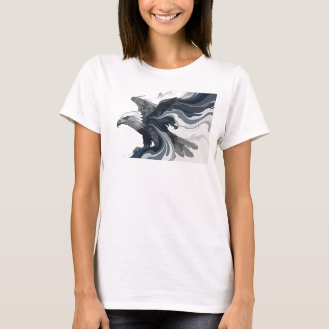 Kreativ Guld Abstrakt Örn Stil Statement T Shirt (Framsida)