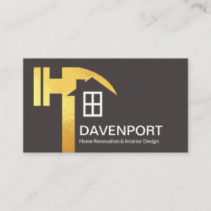 Kreativ Guld Hammer Home Silhouette-entreprenör Visitkort