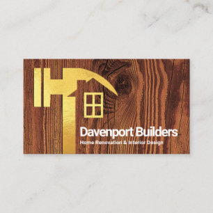 Kreativ Guld Hammer Home Silhouette Timber Wood Visitkort