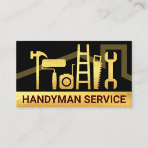 Kreativ Guld Handyman Verktyg Rooftop Visitkort