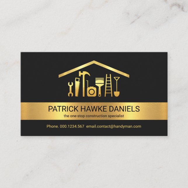 Kreativ Guld Rand Rooftop Handyman Verktyg Visitkort (Framsida)
