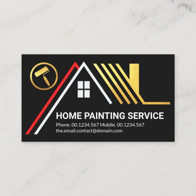 Kreativ Guld Tak Byggnad Home Painting Service Visitkort (Framsida)