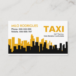 Kreativ Gult Byggnad Silhouette Taxi Visitkort