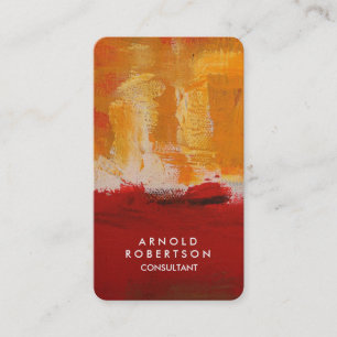 Kreativ Gult Mörk Browish Red Abstrakt Art Visitkort