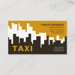 Kreativ Gult Urban City Skyline Silhouette Taxi Visitkort
