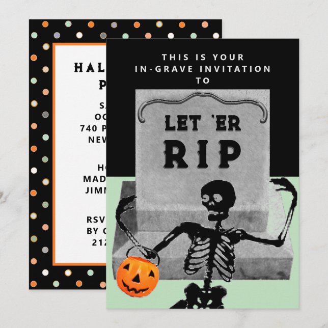 Kreativ Halloween fest Inbjudningar (Fram/baksida)