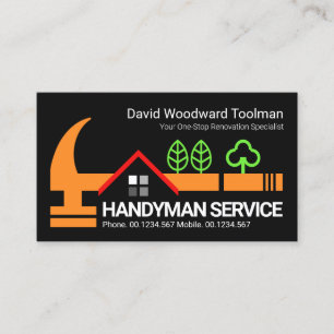 Kreativ Handyman Hammer Rooftop Construction Visitkort