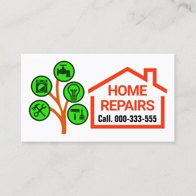 Kreativ Handyman Verktyg Träd Visitkort (Framsida)