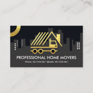 Kreativ Home Movers Lastbil City Silhouette Visitkort