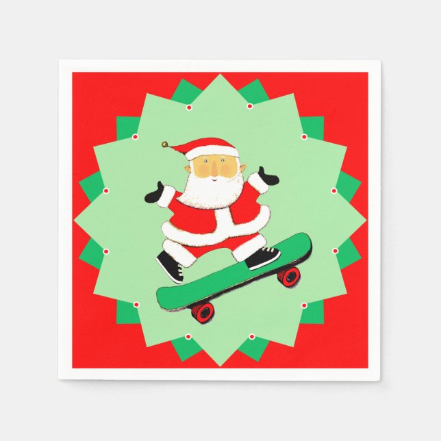 Kreativ julfest med skateboard pappersservett (Framsidan)