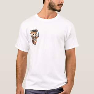 Kreativ konstnär hjort med beret, pensel t shirt