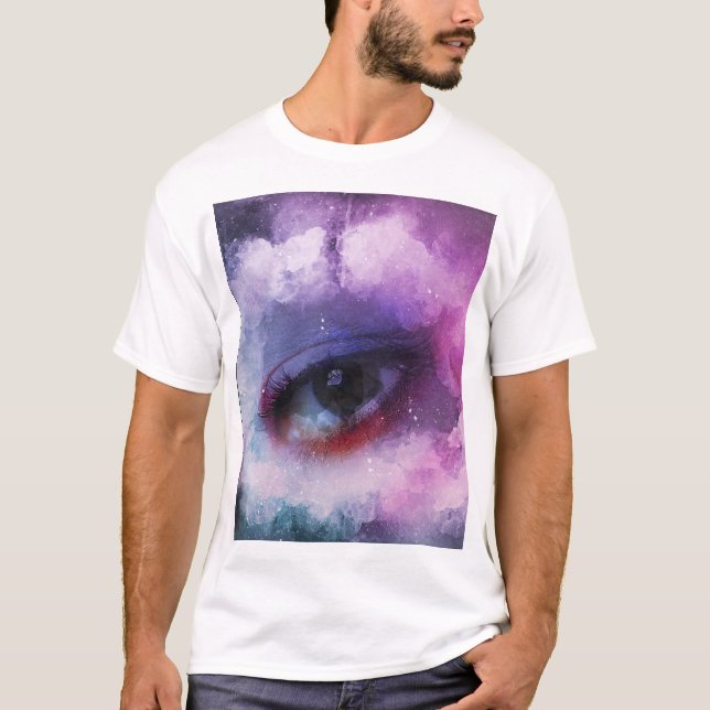 kreativ lila öga t shirt (Framsida)