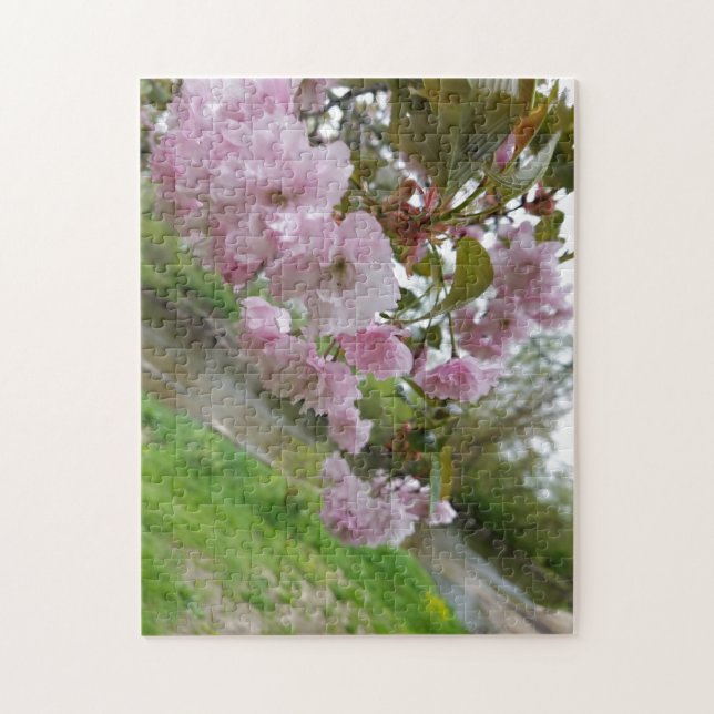 Kreativ ljusa rosa träd-blompussel pussel (Vertikal)