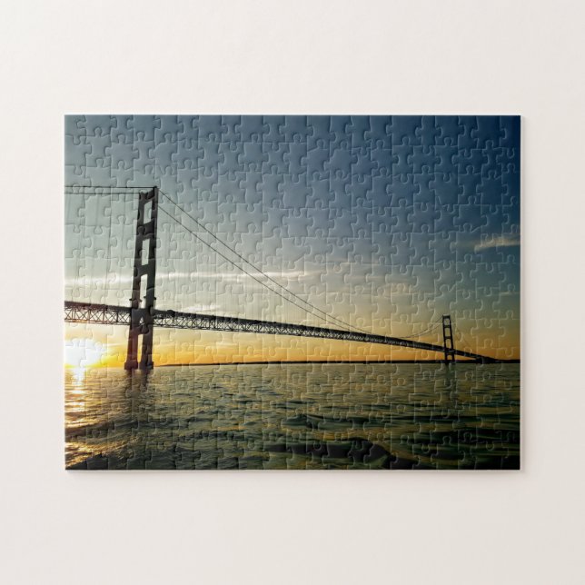 Kreativ Mackinaw Bron vatten fotopussel (Horisontell)