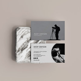 Kreativ Modern fotoskrivare Vit och Grått Visitkort