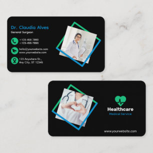 Kreativ Modern Medical Service Black Visitkort