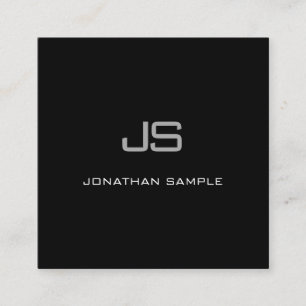 Kreativ Modern Monogram Black White enkel sladd Fyrkantigt Visitkort