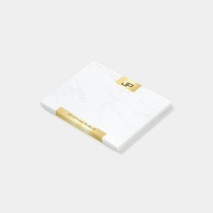 Kreativ Modern Monogram Guld Marble Initialer Post-it Block