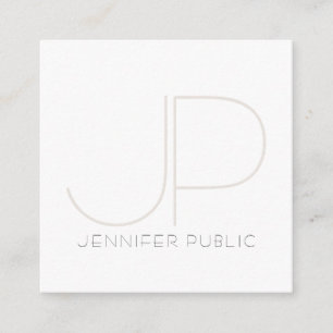 Kreativ Modern Monogram Professionell Chic Plain Fyrkantigt Visitkort