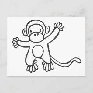 Kreativ Monkey i Sketch Teckning Vykort
