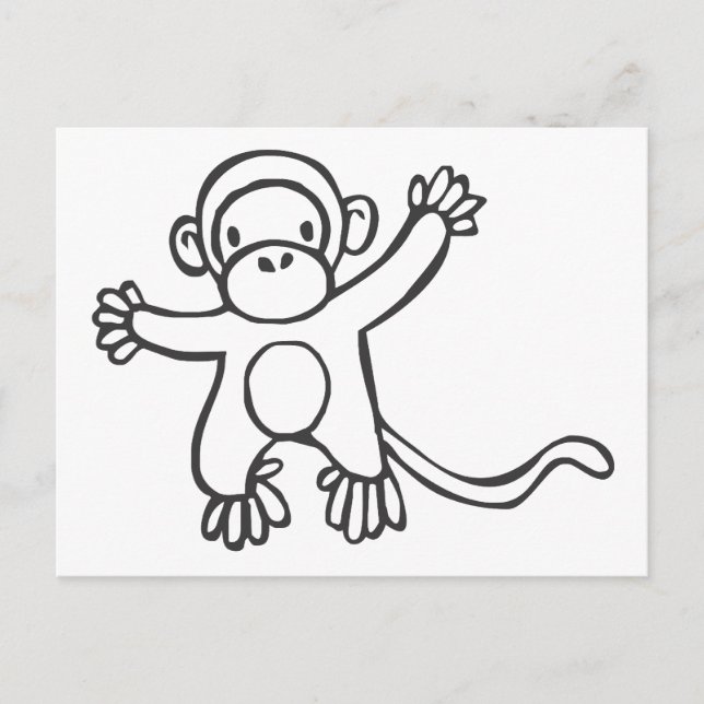Kreativ Monkey i Sketch Teckning Vykort (Framsida)