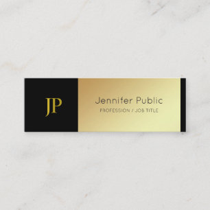 Kreativ Monogram Black och Guld Design De Luxe Mini Visitkort