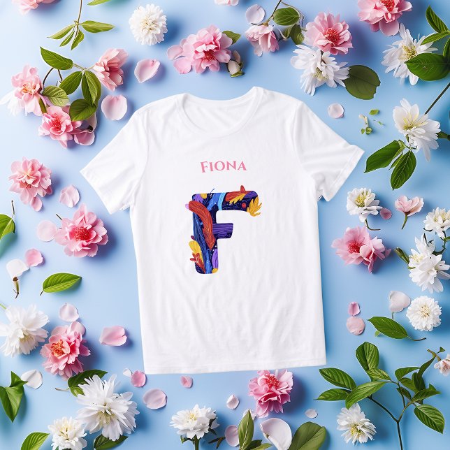 Kreativ Monogram - Brev F | Vibrant Birthday T Shirt (Skapare uppladdad)