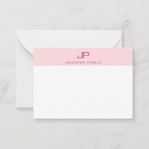 Kreativ Monogrammat Rosa Minimalistiskt Trendig Anteckningskort