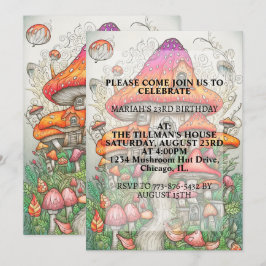 Kreativ Mushroom Dwelling Art Födelsedagsfest Inbjudningar
