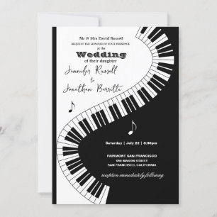 Kreativ Musician Piano Nycklar Bröllop Inbjudningar