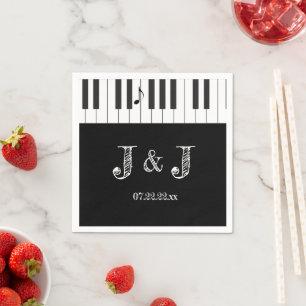 Kreativ Musician Piano Nycklar Bröllop Papper Pappersservett