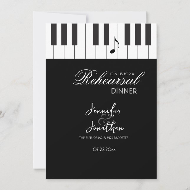 Kreativ Musician Piano Nycklar Rehearsal Dinner Inbjudningar (Framsida)