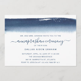 Kreativ Navy Blue Watercolor Annaprashan Inbjudningar
