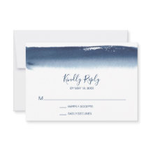 Kreativ Navy Blue Watercolor Modern Bröllop
