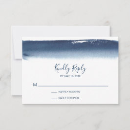Kreativ Navy Blue Watercolor Modern Bröllop OSA Kort