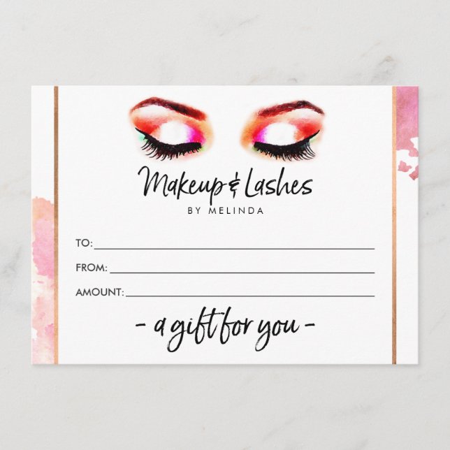 Kreativ Ögon Makeup/Lash Gift-kort (Framsida)